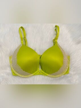Victoria’s Secret Very Sexy Push Up Plunge Bra Women Size 34DD Lace Green